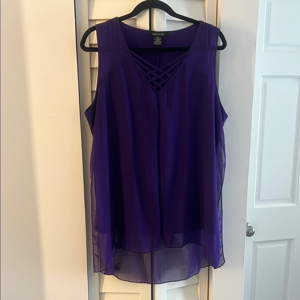 NWOT Adele & May Purple layered Asymmetrical Relaxed Blouse
